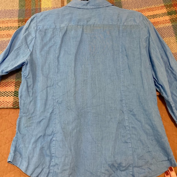 Blue Linen Blouse - Picture 6 of 6